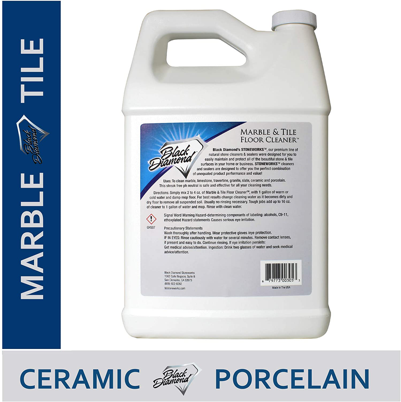MARBLE & TILE FLOOR CLEANER. Great for Ceramic, Porcelain, Granite, Natural Stone, Vinyl and Brick. No-rinse Concentrate.(1-Gallon)