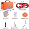 Emergency Roadside Assistance Safety Kit - First Aid Kit, Jumper Cables, LED Warning Light, Work Gloves, Tools and More