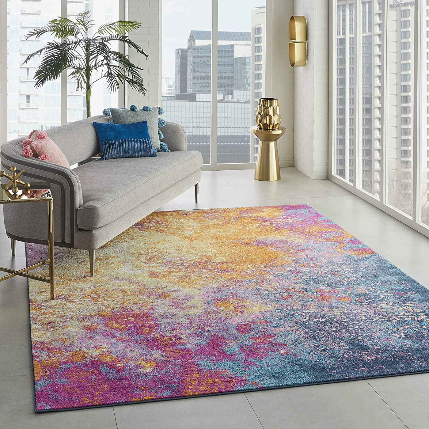 Nourison Passion Bohemian Abstract Charcoal/Ivory 5'3" x 7'3" Area Rug, (5' x 7')