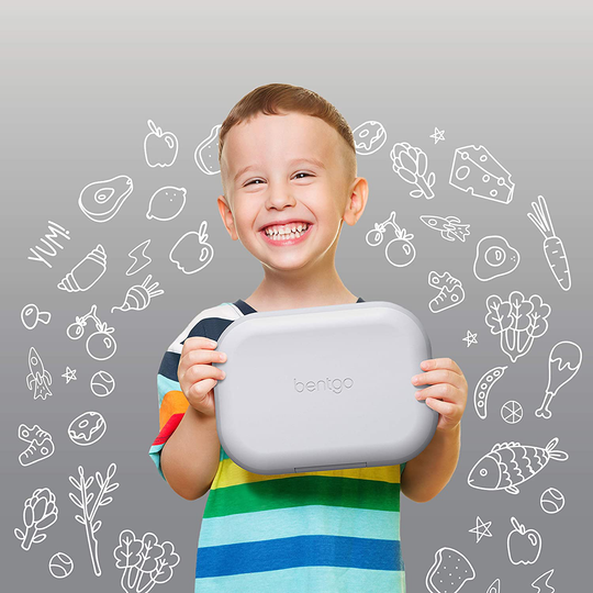Bentgo Kids Chill Lunch Box - Bento-Style Lunch Solution with 4 Compartments and Removable Ice Pack for Meals and Snacks On-the-Go - Leak-Proof, Dishwasher Safe, BPA-Free (Gray)