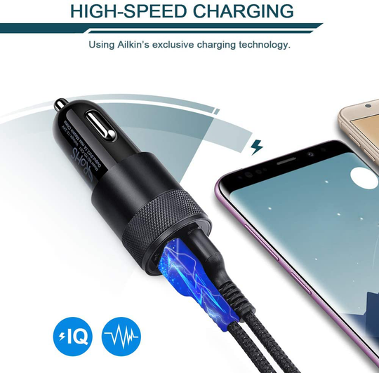 Car Charger, [2Pack] 3.4a Fast Charge Dual Port USB Cargador Carro Lighter Adapter for iPhone X XR XS Max 8 Plus 7s 6s 12 11 Pro Max, iPad, Samsung Galaxy S21+ S10 Plus S7 j7 S10e S9 Note 8, LG, GPS