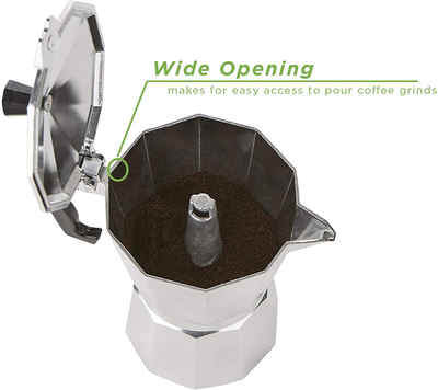 Mind Reader CSTOVE-SIL Stove Top Espresso, Stainless Steel, Coffee Maker for Gas or Electric Stovetop, Silver, One Size