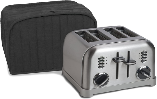 RITZ Polyester / Cotton Quilted Four Slice Toaster Appliance Cover, Dust and Fingerprint Protection, Machine Washable, Black