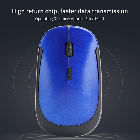 Wireless Mouse 2.4G Wreless Frequency Hopping Adjustable Optical USB Receiver Notebook Computer Accessories 1600dpi Silent Micro Motion Design Lightweight and Portable(Blue)