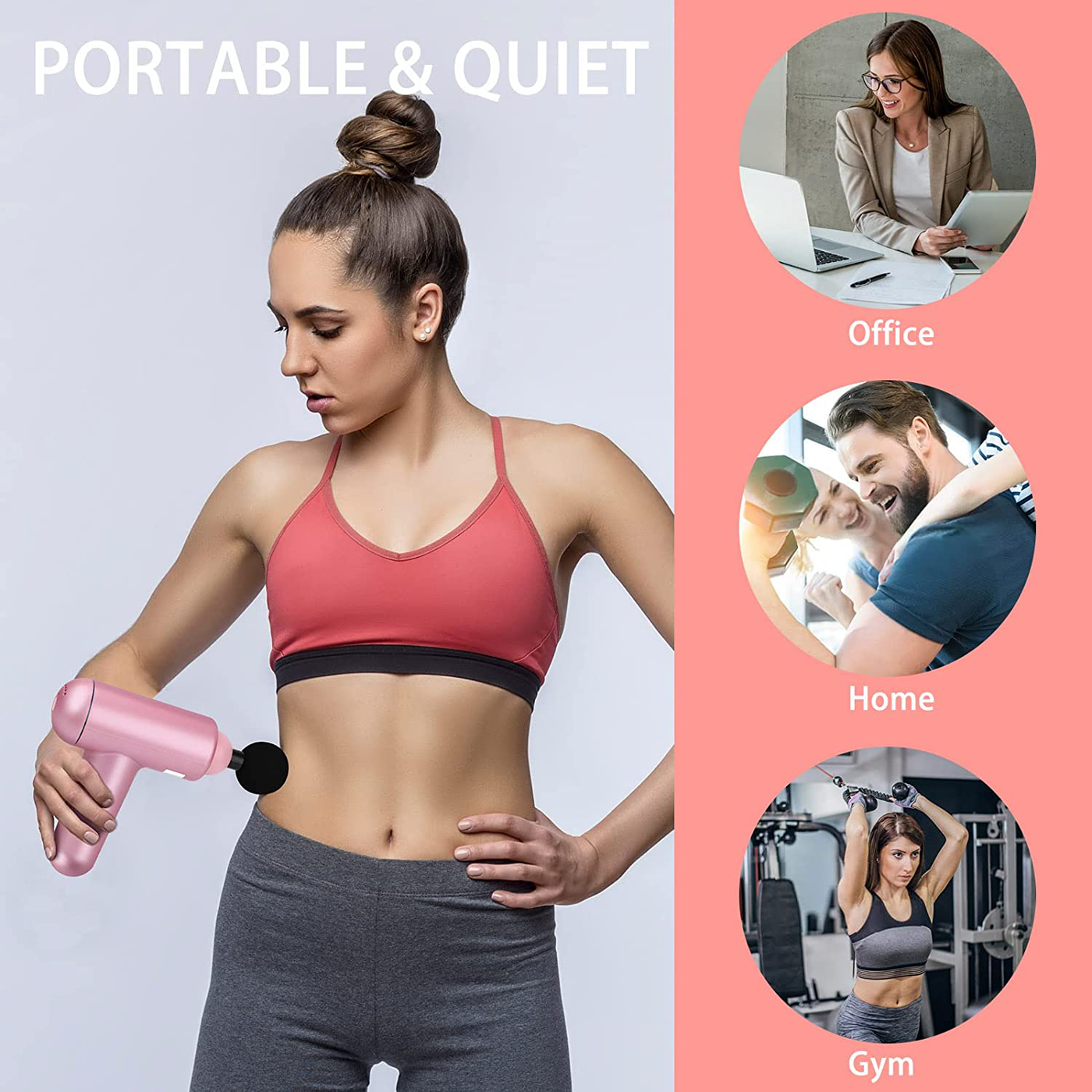Handheld Therapy Massaging Gun for Neck Back Pain Relief with 6 Speeds and USB Charging