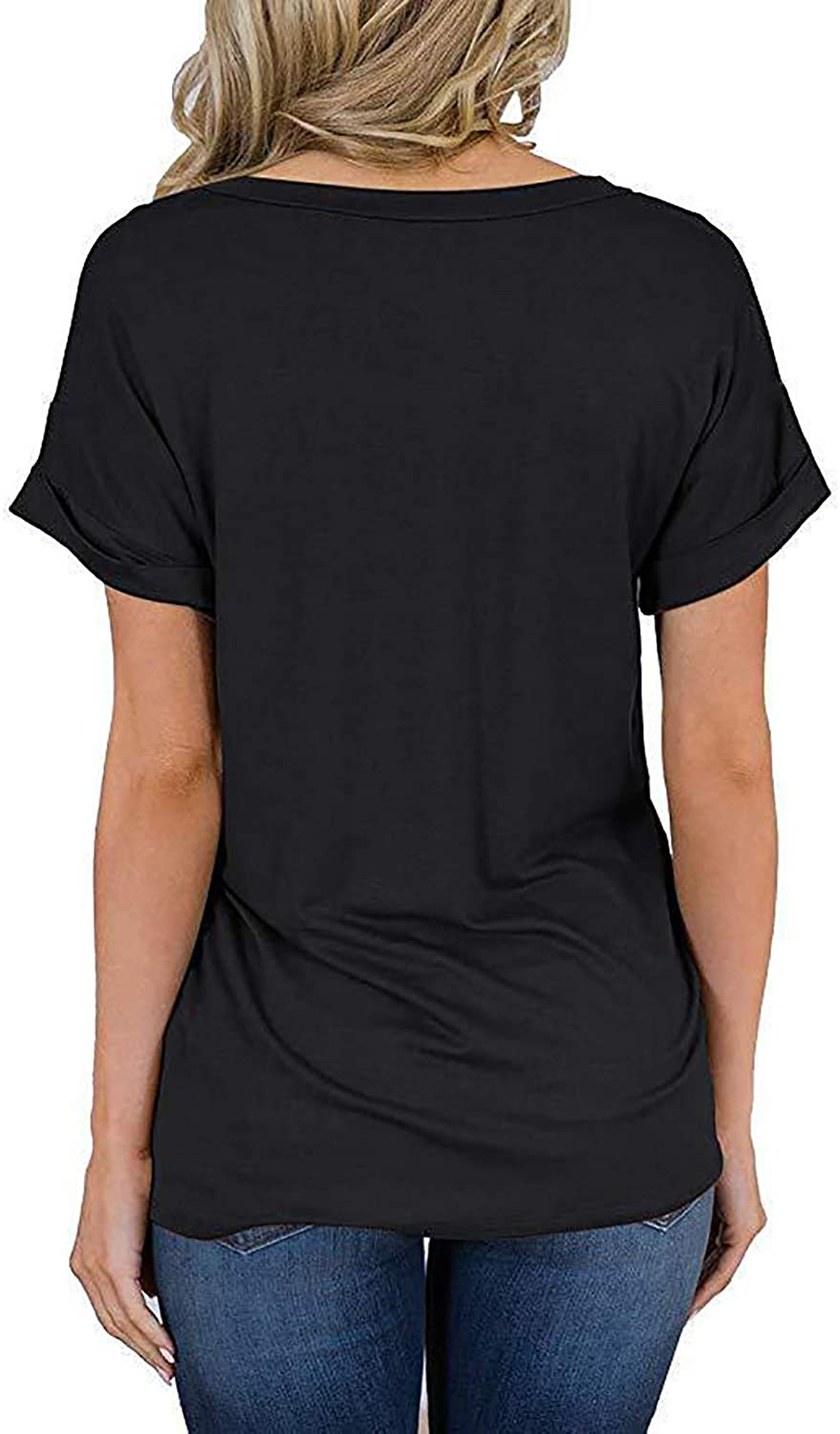 Chalier Womens V Neck T Shirts Short Sleeve Shirts Cotton Blouse Loose Casual Tunics Summer Tops Pocket Tee Shirts Gifts