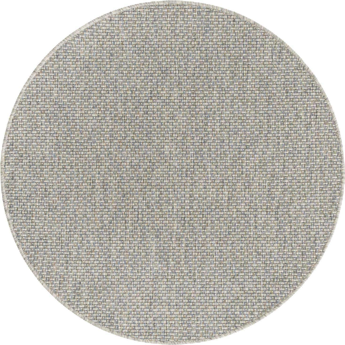 Unique Loom Solid Collection Casual Transitional Indoor and Outdoor Flatweave Round Rug, 4', Light Gray/Gray