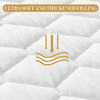 Queen Size Quilted Fitted Mattress Pad, 100% Waterproof Breathable Mattress Protector, Ultra Soft Alternative Filling Mattress Cover, Stretches up to 21 Inches Deep Pocket (White)