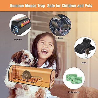 4 Pack Humane Mouse Traps No Kill, Live Mouse Trap, Reusable Mice Trap Catch for House & Outdoors