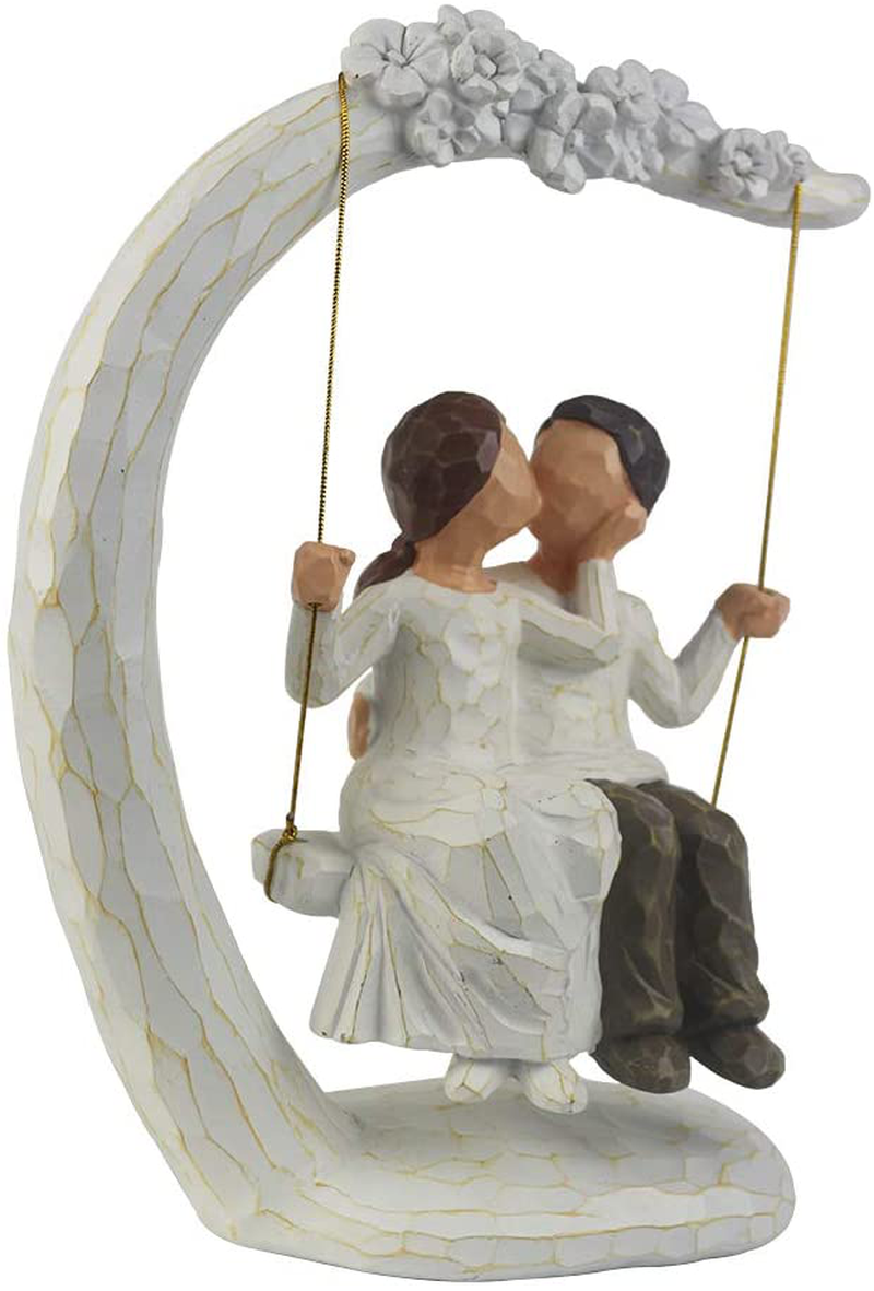 Romantic Couple Figurines in Love , 9Inch Hand Painted Sweet Loving Together Couple Sculpture to Remember Beautiful Moment - Best Gift for Valentine's Day, Wedding Anniversary,Weddings