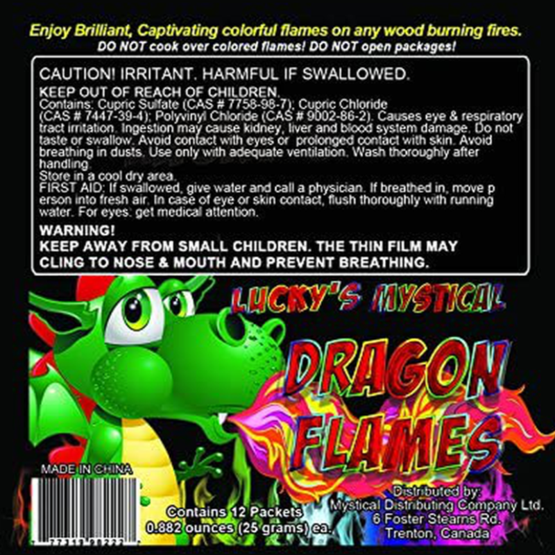 12 Pack Mystical Fire Dragon Flames Vibrant Flame Color Changing Packets For Indoor/Outdoor Fire Pit, Campfire, Fireplace  