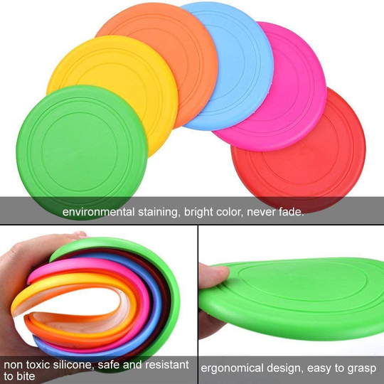 TEESUN Frisbee Kids Flying Disc Toy Outdoor Playing Lawn Game Disk Flyer Frisbee for Kindergarten Teaching Soft Silicone Colorful 6 Pack Bulk Set