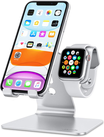 2 in 1 Universal Desktop Stand Holder Compatible with iPhone and Apple Watch Series 7/6/5/4/3/2/1 and Apple Watch SE