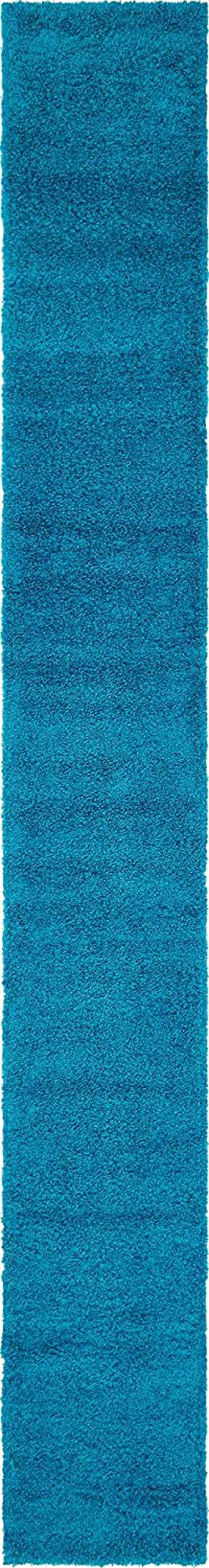 Unique Loom Solo Solid Shag Collection Area Modern Plush Rug Lush & Soft, 2' 6" x 19' 8", Turquoise