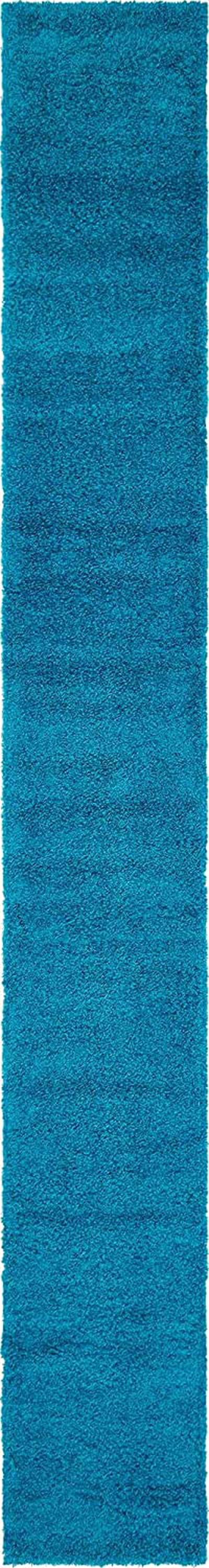 Unique Loom Solo Solid Shag Collection Area Modern Plush Rug Lush & Soft, 2' 6" x 19' 8", Turquoise