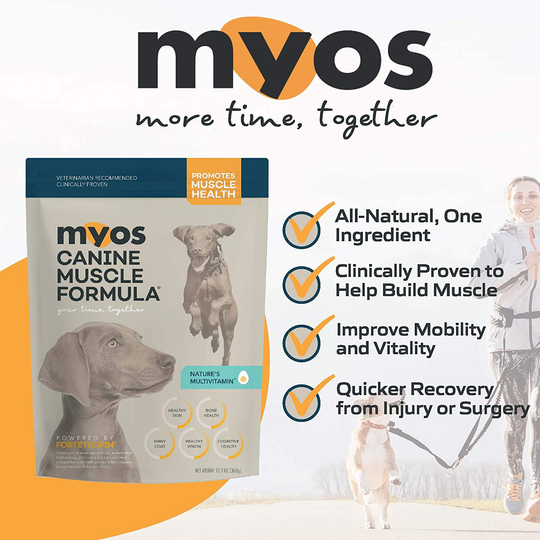 MYOS Canine Muscle Formula - Clinically Proven All-Natural Muscle Building Supplement - Reduce Muscle Loss in Aging Dogs and Improve Recovery from Injury or Surgery