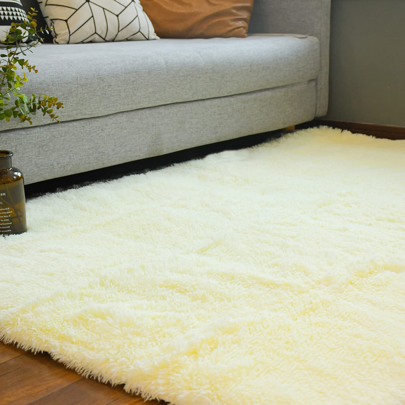 4X6 Cream White Area Rugs for Living Room Super Soft Floor Fluffy Carpet Natural Comfy Thick Fur Mat Princess Girls Room Rug (4x6 Feet, Cream White)