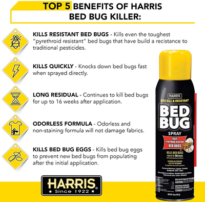 Harris Bed Bug Killer Value Bundle Kit - 32oz Bed Bug Killer, 16oz Aerosol Spray, 4oz Bed Bug Powder w/ Brush, 4-Pack Bed Bug Detection Glue Traps and Bed Bug Bite Relief Gel