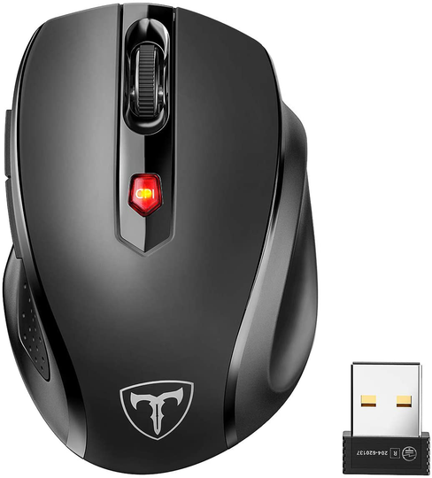 POLEYN Wireless Mouse for Laptop, Ergonomic Computer Mouse 2.4G with 5 Adjustable DPI Levels, 6 Buttons Cordless Mouse Wireless Mice USB Mouse for Laptop PC Notebook Windows Mac