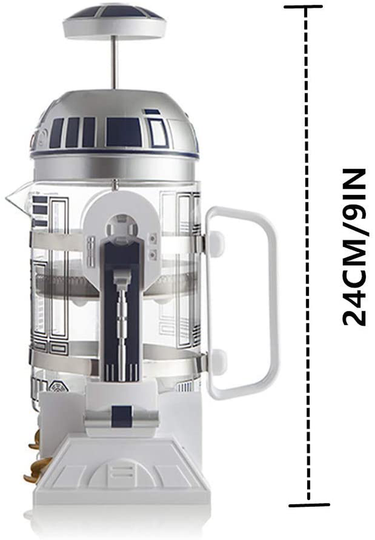 NBCDY Hand Coffee Machine, Creative Robot R2D2 Coffee Maker, Mini Stainless Steel Filter Coffee Maker, Home Insulation Pot Pressure Pot