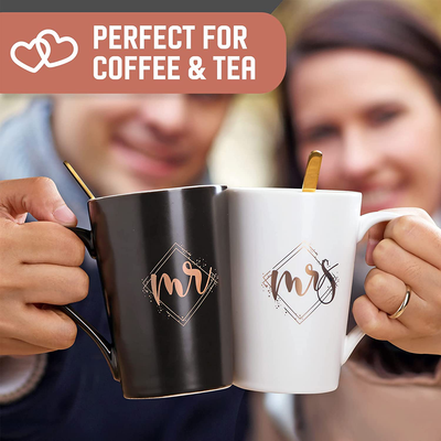 KEDRIAN Mr and Mrs Mug Set, Elegant Couple Gifts, Best Wedding Gifts for Couple, Mr and Mrs Gifts, Anniversary Gift for Couple, Engagement Gifts for Couples, Perfect Couples Gifts for Newlyweds