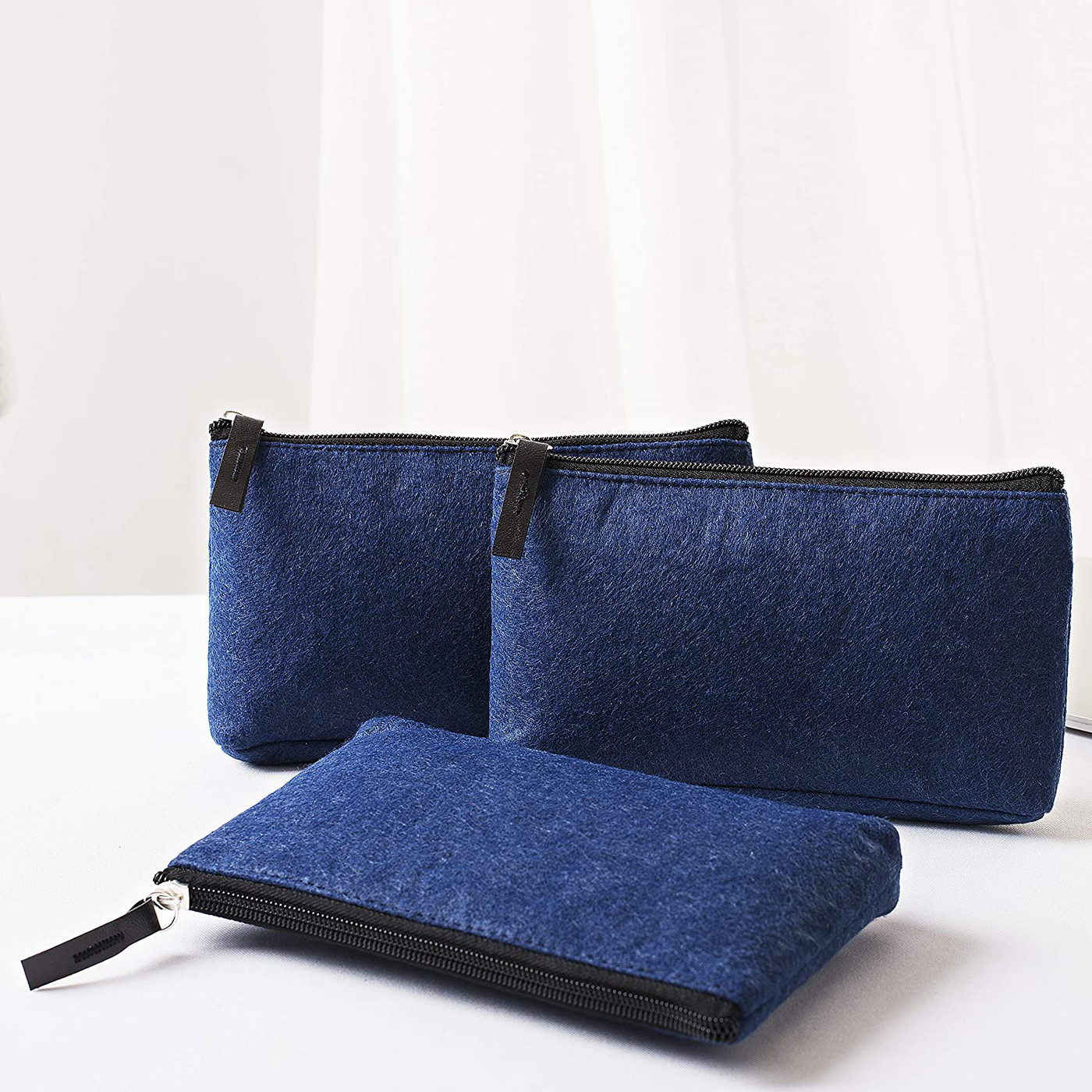 Mr. Pen- Pencil Case, Pencil Pouch, 3 Pack, Blue, Felt Fabric Pencil Case, Pen Bag, Pencil Pouch Small, Pen Case, School Supplies, Pencil Case, Pencil Bags, Pen Pouch, Pencil Pouches with Zipper