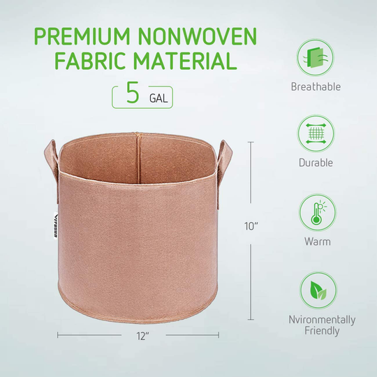 Heavy Duty Thickened Non-woven Fabric Pots Grow Bags with Strap Handles