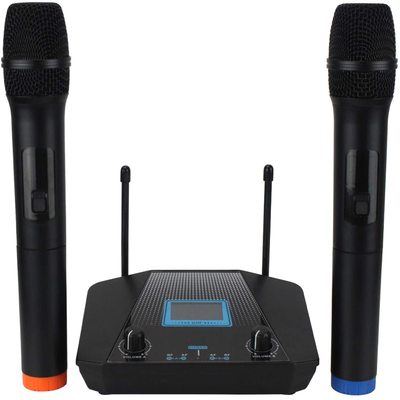 3 Piece Microphone System, 2-Channel Mic Set Rugged Metal Build Fixed Frequency and Long Range