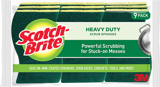 Scotch-Brite Heavy Duty Scrub Sponges, 9 Scrub Sponges, Stands Up to Stuck-on Grime