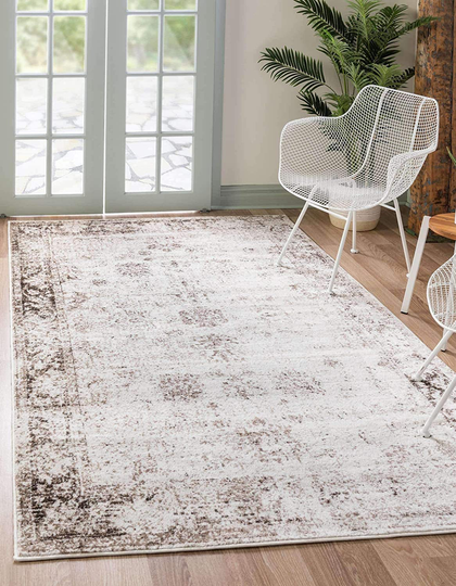 Unique Loom Sofia Collection Area Traditional Vintage Rug, French Inspired Perfect for All Home Décor, 5' 0 x 8' 0 Rectangular, Ivory/Brown