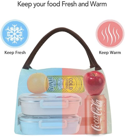 Buringer Reusable Insulated Lunch Bag Cooler Tote Box Meal Prep for Men & Women Work Picnic or Travel （Pink Flowers）