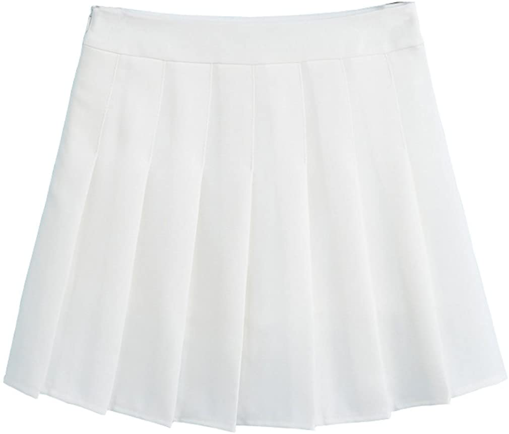 Hoerev Women Girls Short High Waist Pleated Skater Tennis Skirt