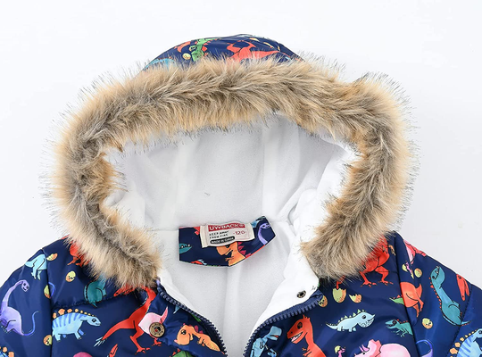 UWBACK Winter Coat for Girls Hooded Floral Print Kids Warm Cotton Parka