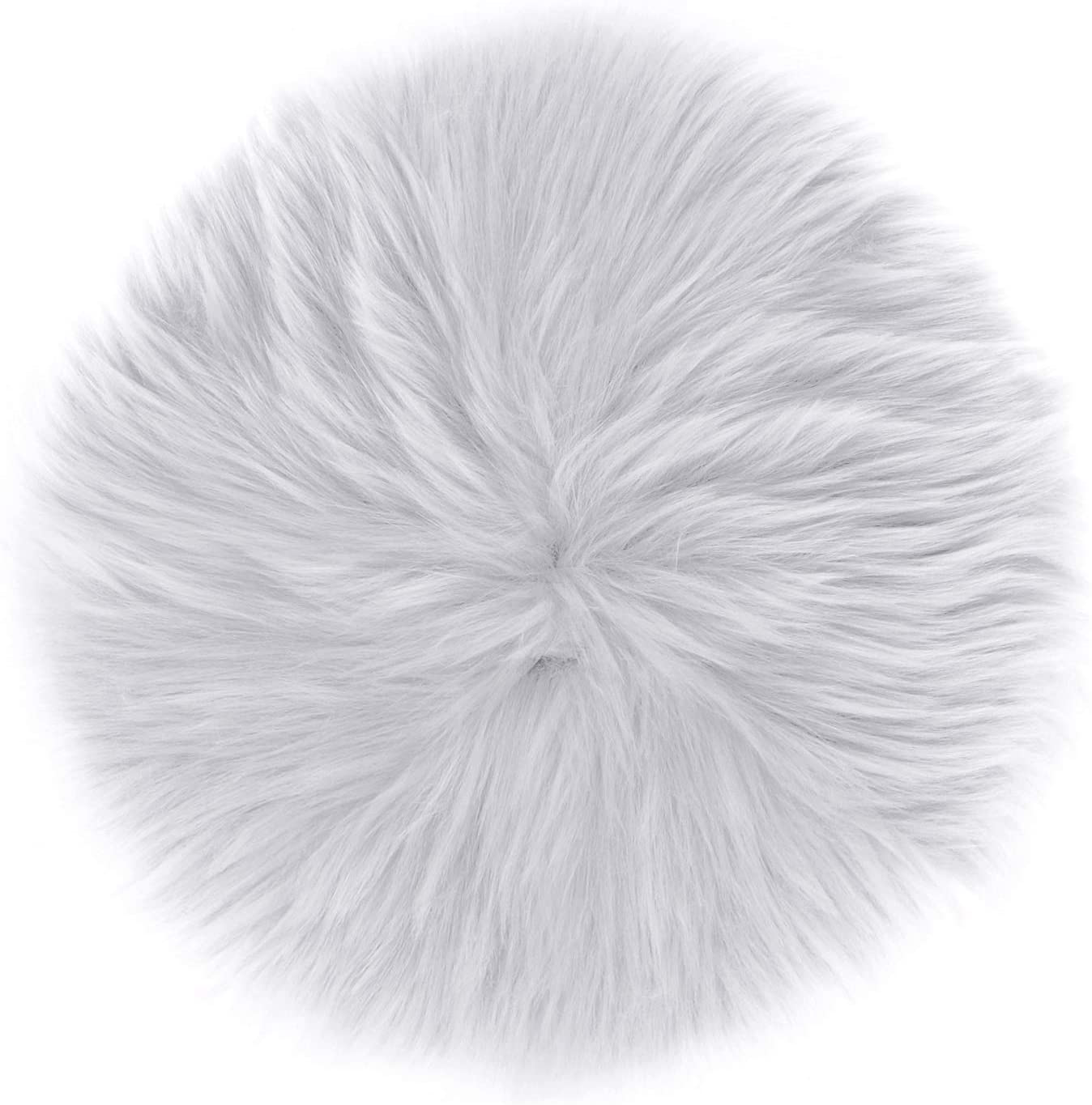 sansheng 12inches Mini Pile Round Faux Sheepskin Fur Area Rug Size Fit for Photographing Background of Jewellery(White)