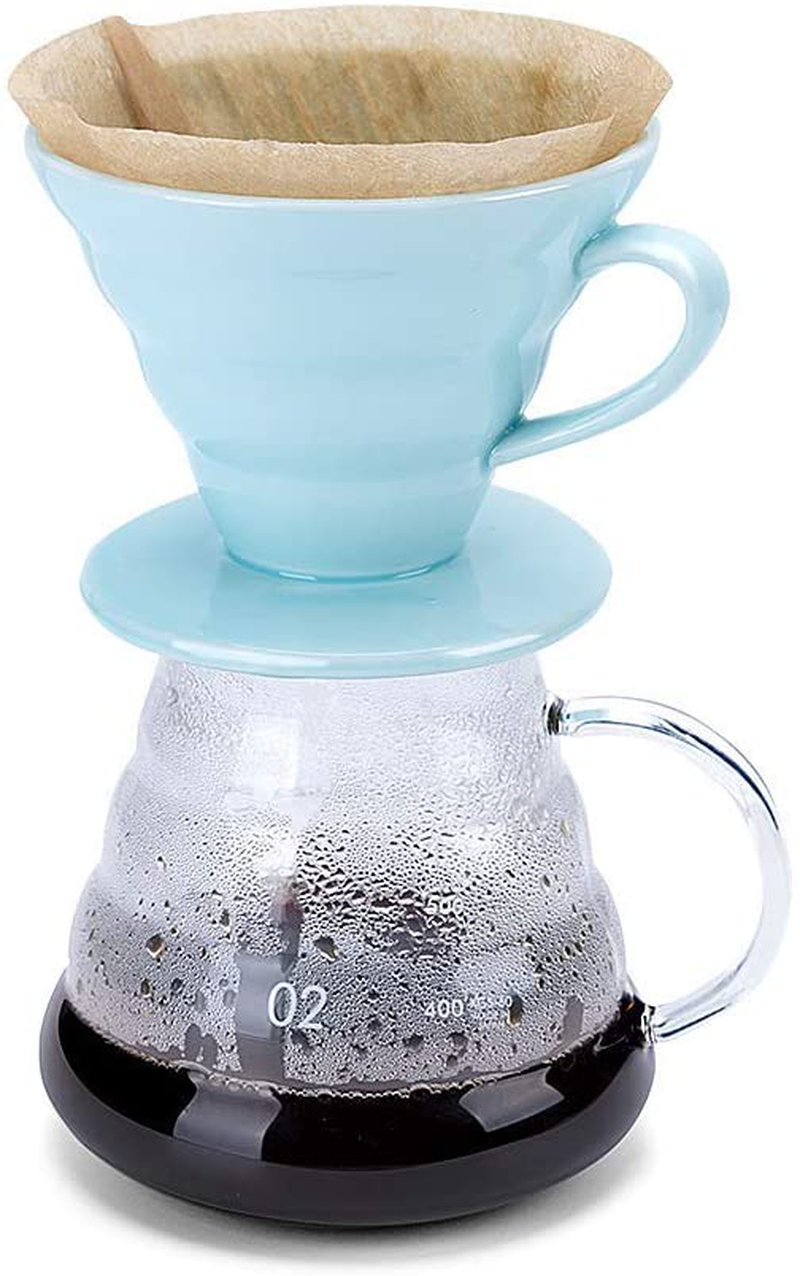 Pour Over Coffee Maker Set - Includes Coffee Carafe Pour Over Coffee Kettle with Thermometer (1.2L up to 40 oz.), V60 Paper Coffee Filter, Coffee Dripper and Coffee Server