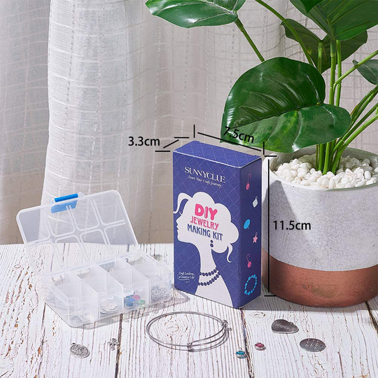 DIY 6PCS Expandable Wire Charm Bracelet Jewelry Making Starter Kit Include 2.6inch Blank Adjustable Bangle