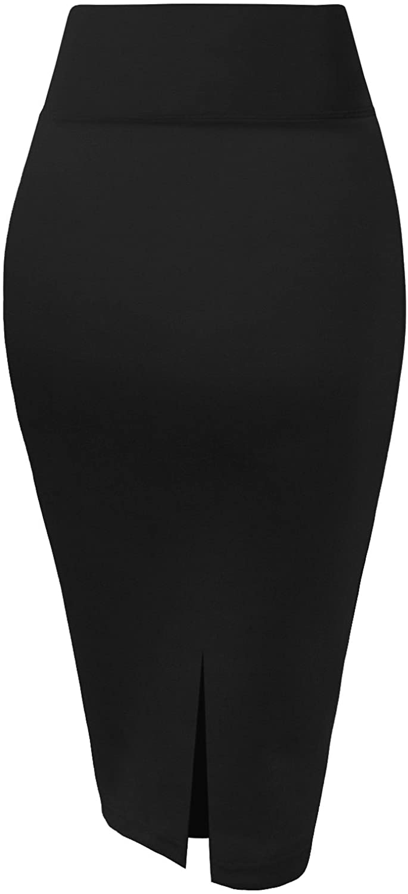 H&C Women Premium Nylon Ponte Stretch Office Pencil Skirt Made Below Knee Made in The USA