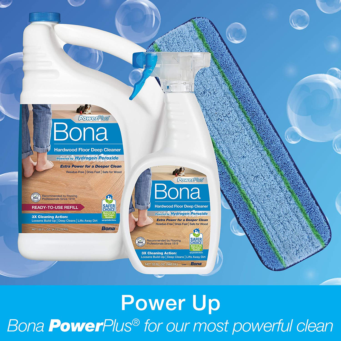 Bona PowerPlus Hardwood Floor Deep Cleaner, Refill-128 Fl Oz