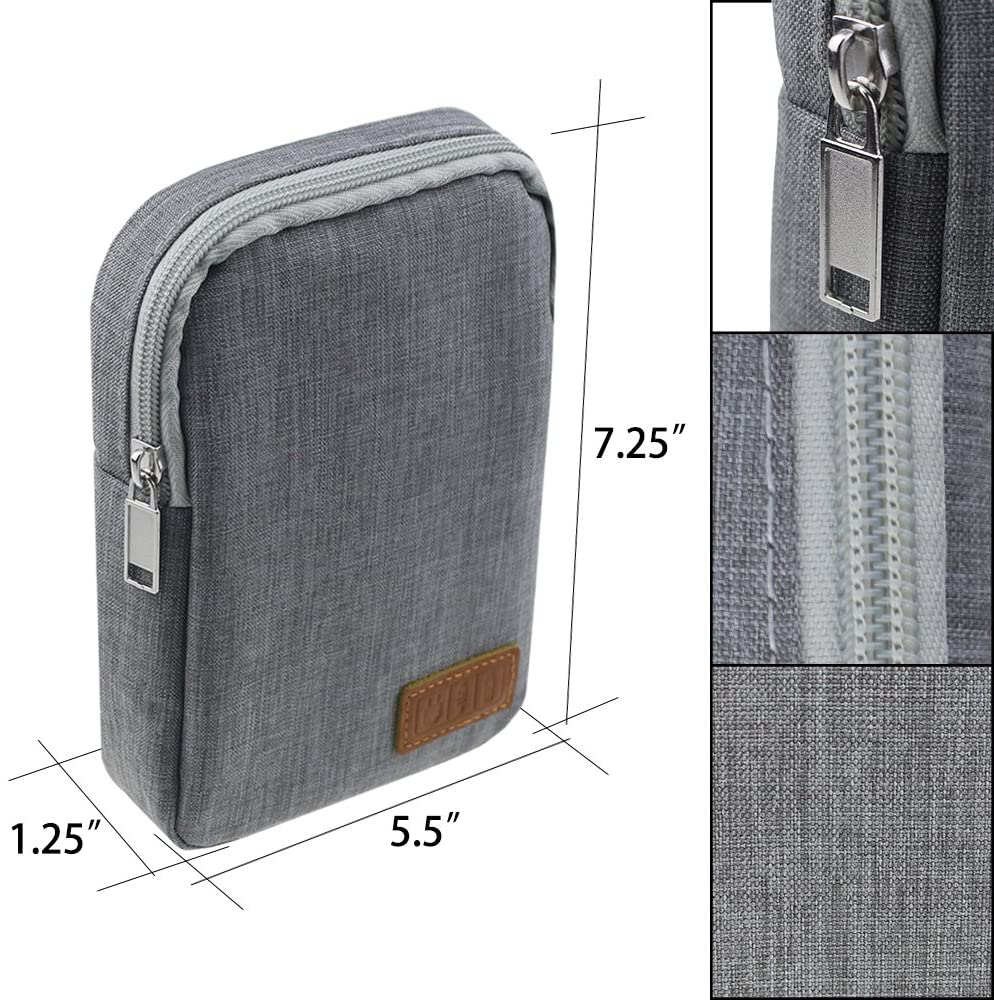 Electronic Accessories Bag,Digital Gadget Organizer Case,Gray Nylon Travel Gear Storage Carrying Sleeve Pouch for Cable,USB,Earphones,Portable Hard Drives,Power Banks
