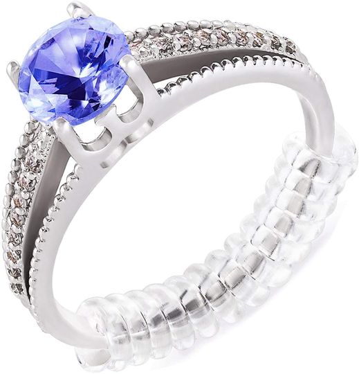 Ring Size Adjuster for Loose Rings - 12 Pack, 2 Sizes - Jewelry Sizer, Mandrel for Making Jewelry Guard, Spacer, Sizer, Fitter - Spiral Silicone Tightener Set with Polishing Cloth