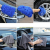AUTODECO 3pcs Car Wash Cleaning Tools Kit Chenille Microfiber Waterproof Wash Mitt Extra Large Size Wash Glove with Highly Absorbent Drying Cleaning Towel Lint Free Scratch Free - 2 Mitt & 1 Towel
