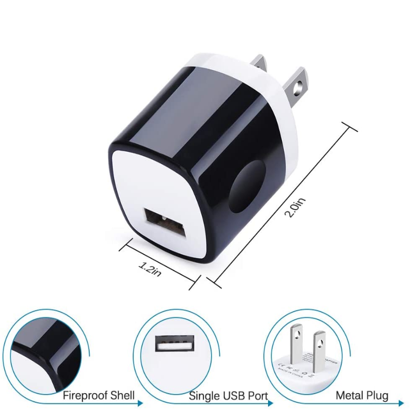 4 Pack USB Wall Chargers, 1A 5V Single Port USB Plugs Power Adapter