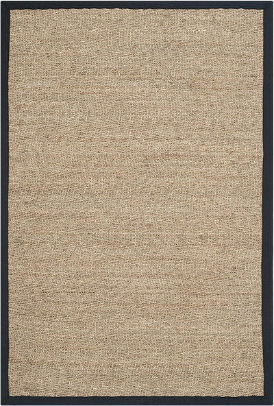 Safavieh Natural Fiber Collection NF115C Border Herringbone Seagrass Accent Rug, 2' x 3', Black