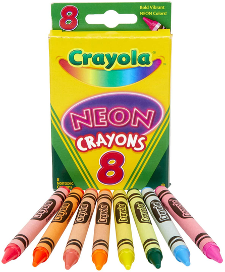 Crayola Neon Crayons, Coloring Book Supplies, Gift for Kids, 8 Count