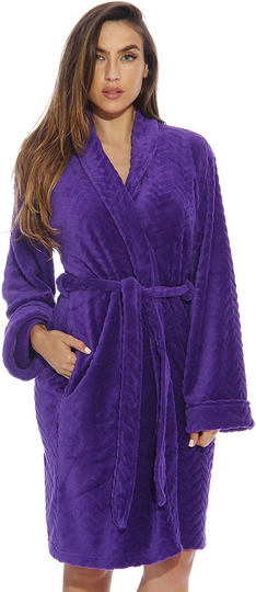 Just Love Kimono Robe Velour Chevron Texture Bath Robes for Women