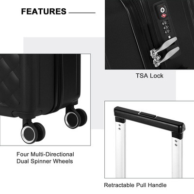 3-Piece Luggage Set Hardside - Lightweight with TSA Lock & Spinner Wheels