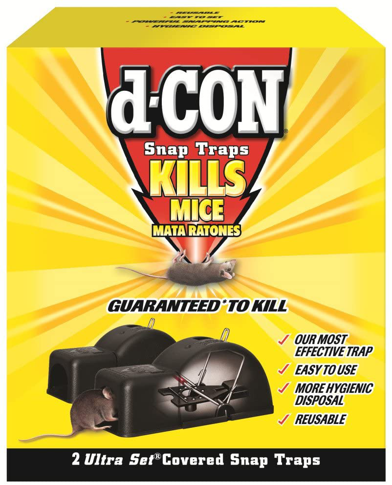 d-CON Reusable Ultra Set Covered Mouse Snap Trap, 2 Traps