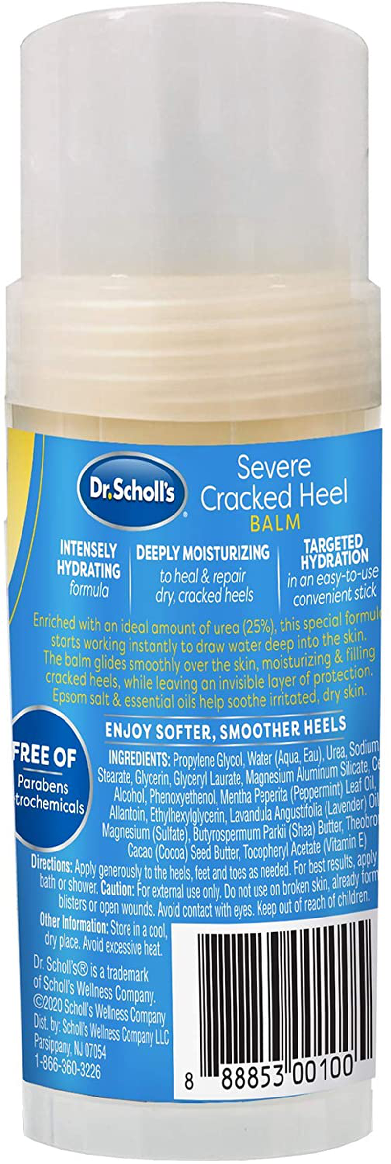 Dr. Scholl's Cracked Heel Repair Balm 2.5oz, with 25% Urea for Dry Cracked Feet, Heals and Moisturizes for Healthy Feet