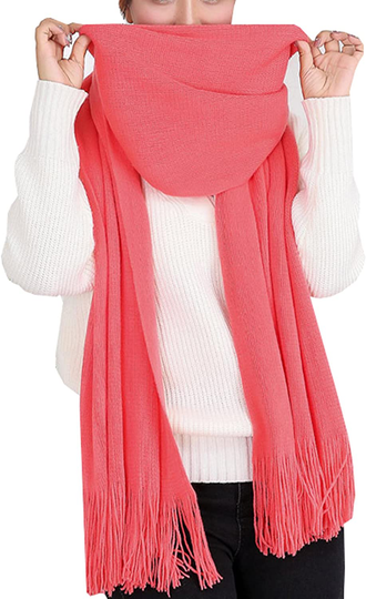 Wander Agio Women's Warm Long Scarves Winter Scarfs Pure Color Scarf Tassel