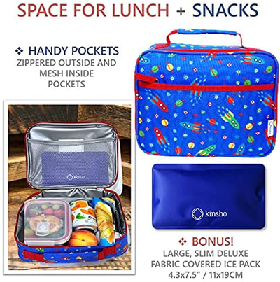 Shark Lunch Box with Ice Pack for Boys Toddlers Kids, Insulated Bag for Baby Boy Daycare Pre-School Kindergarten, Container Boxes for Small Kid Snacks Lunches, BPA Free, Black Blue Sharks